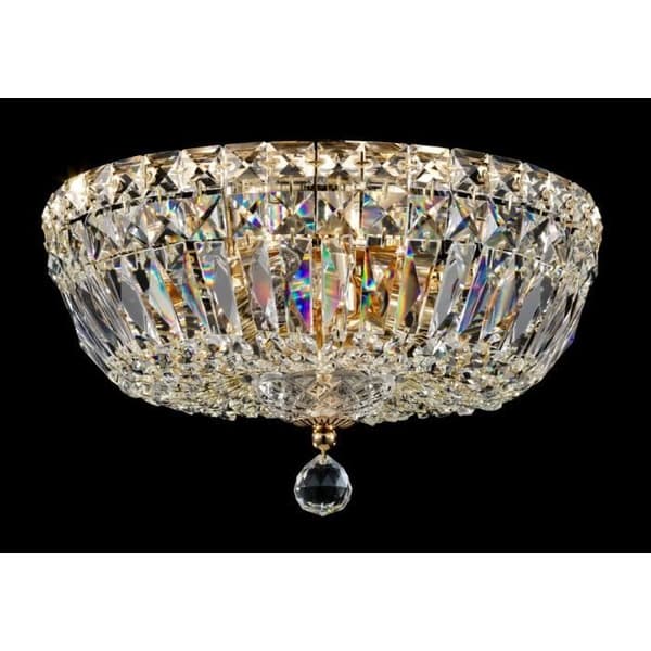 Basfor Semi-Flush Mount Taklampa, antikguld och kristall, 3 lampor, E14