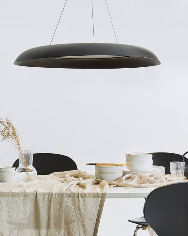 Hänglampa Svart Metall Integrerade LED-Lampor Ring Rund Form Hängande Modern Glamour Belysning Matsal Kök Vardagsrum