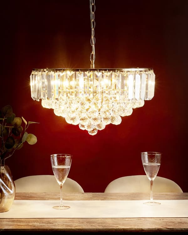 Ljuskrona Guld Metall ⌀ 49 cm Pendel Lampa Kristaller Glamour Stil