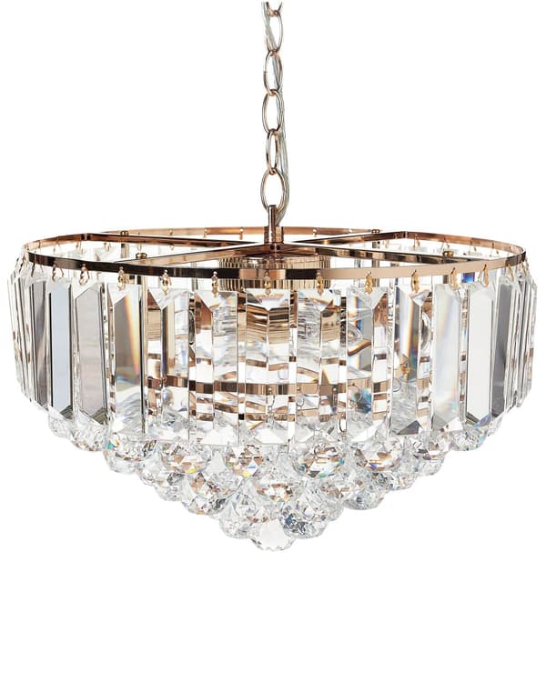 Ljuskrona Guld Metall ⌀ 49 cm Pendel Lampa Kristaller Glamour Stil