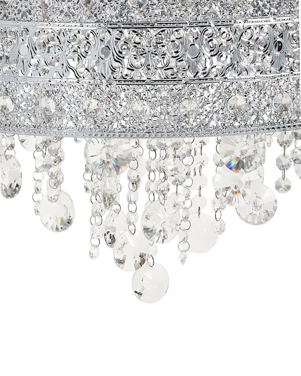 Ljuskrona Silverjärn Krom Finish Pendellampa med Kristaller Belysning Glamour Stil