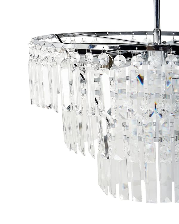 Ljuskrona Silver Metall Kromfinish Takkrona Glas Kristaller Glamour Stil Vardagsrum Sovrum