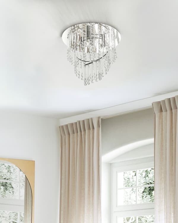 Ljuskrona Silver Metall ⌀ 45 cm Glaskristaller Kromfinish Belysning Glam Vardagsrum Sovrum