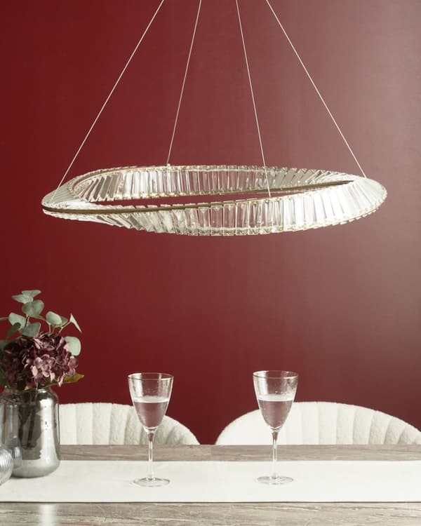 Ljuskrona Guld Järn Hänglampa med Kristaller LED Belysning Glamour Stil