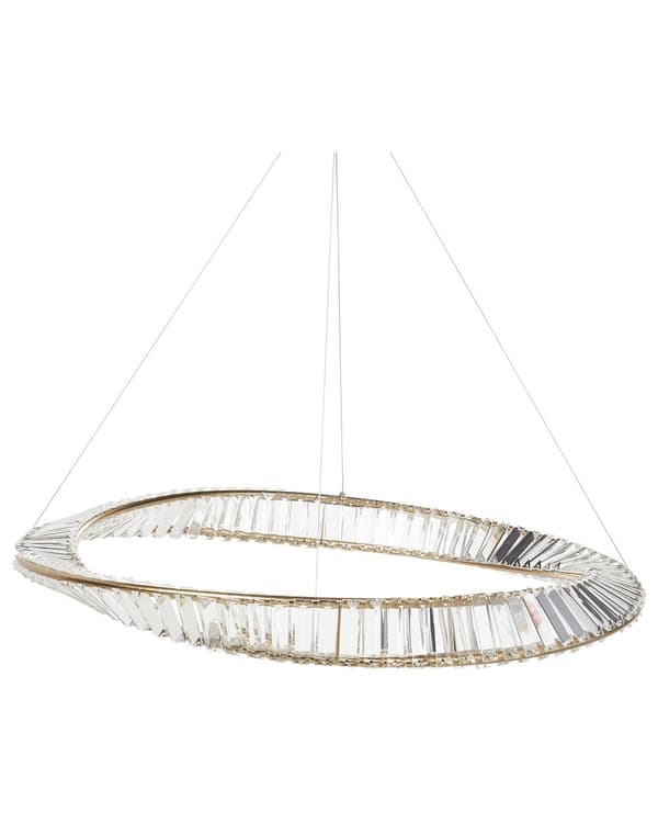 Ljuskrona Guld Järn Hänglampa med Kristaller LED Belysning Glamour Stil