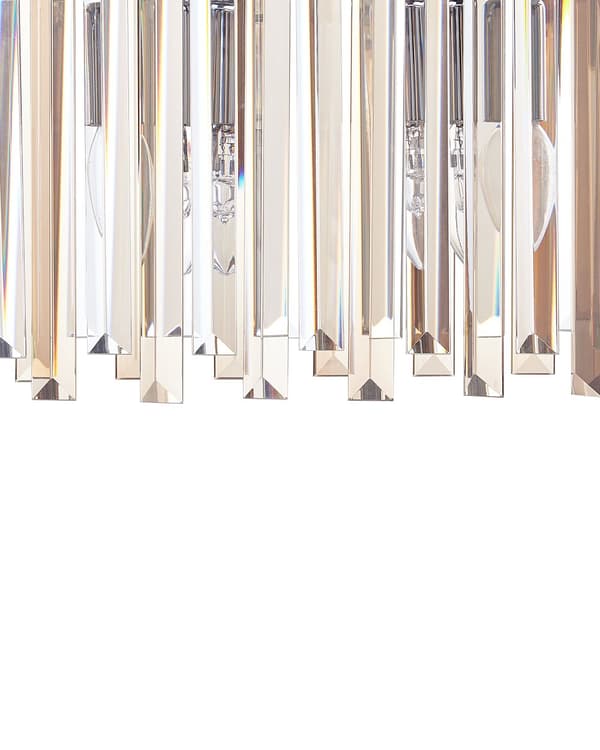 Ljuskrona Silver Järn Hänglampa med Glaskristaller Krom Finish Belysning Glamour Stil Vardagsrum Matsal