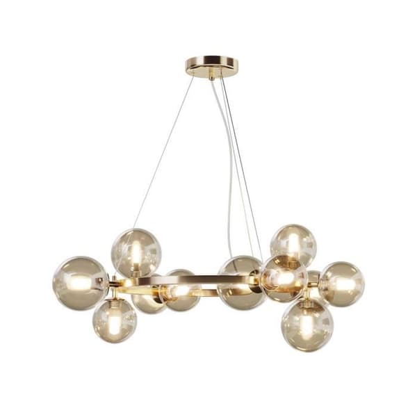 Taklampa hängande - Maytoni - Dallas - 1 guldklot - Skärm cognac - G9
