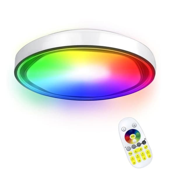 60W platt LED-taklampa Dimbar RGB-taklampa med fjärrkontroll Ultrasmal panellampa IP44 för hall vardagsrum
