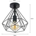 Miniatyrbild 2 av 4: Taklampa - YIKXIULF - 25cm - Black Metal - Vintage Style - E27 bas