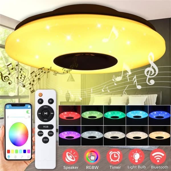 TEMPSA taklampa med bluetooth musik och högtalare - 102 LED - 60W - RGB - AC180 fjärrkontroll