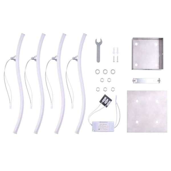 LED-takljus - böjd modern design takljus ljuskrona lampa med 4 ST vågade ljus för vardagsrummet sovrum (Cool White)