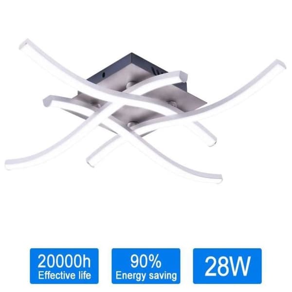 LED-takljus - böjd modern design takljus ljuskrona lampa med 4 ST vågade ljus för vardagsrummet sovrum (Cool White)