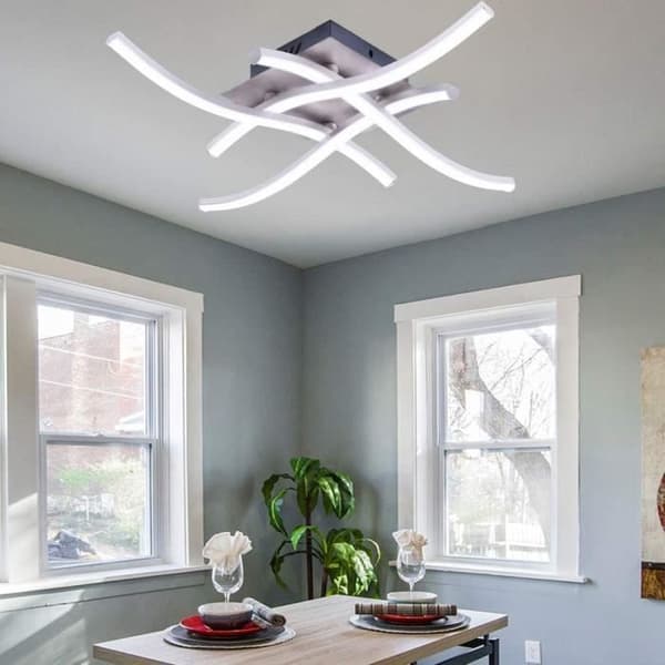 LED-takljus - böjd modern design takljus ljuskrona lampa med 4 ST vågade ljus för vardagsrummet sovrum (Cool White)