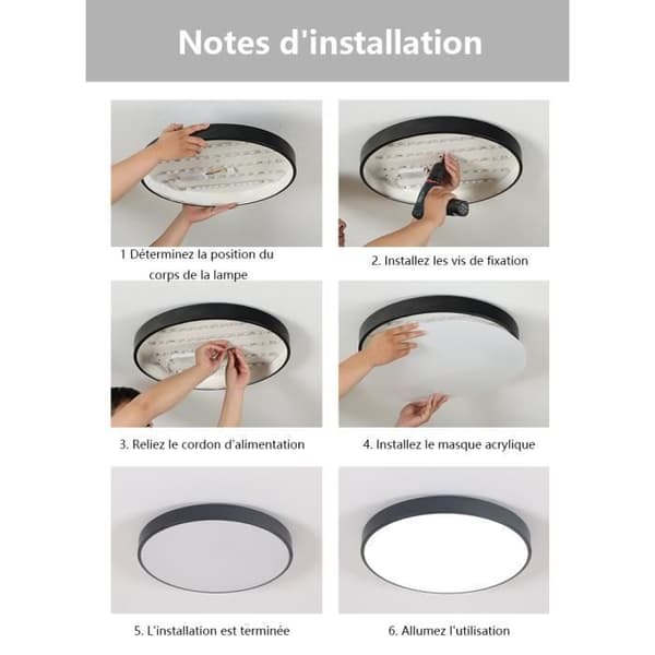 Svart LED-taklampa 20W, taklampa1700LM4000K Ø30*5cm Lämplig för sovrumsbalkong Matsalsstudie