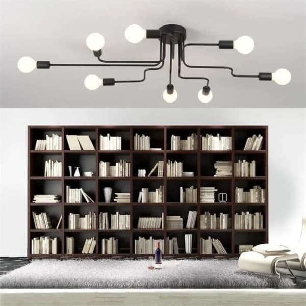 Vintage industriell LED-taklampa - 65x115 cm - Svart