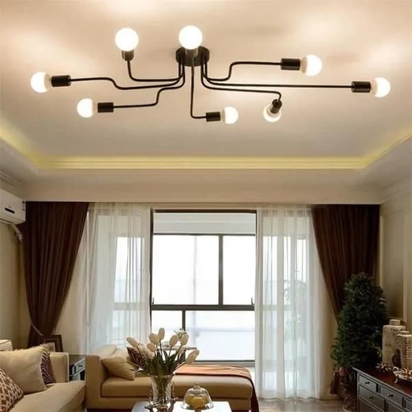 Vintage industriell LED-taklampa - 65x115 cm - Svart
