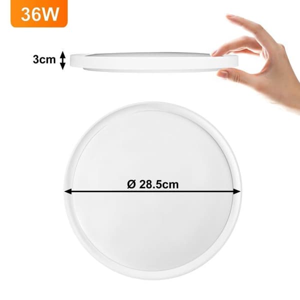36W LED-takljus - Ultratunn LED-paneltakljus - Panellampa - Hallljus - 28,5 cm Cool White - IP44 Vattentät