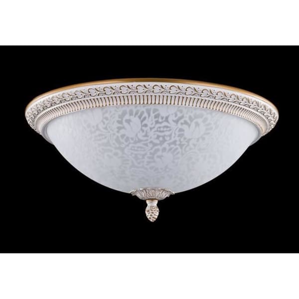Pascal Flush Bowl Takljus Vit med guld, 3 lampor, E27