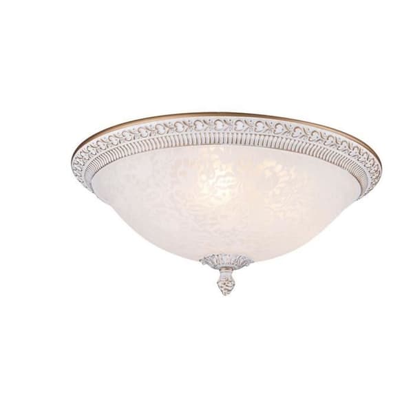 Pascal Flush Bowl Takljus Vit med guld, 3 lampor, E27 Vit
