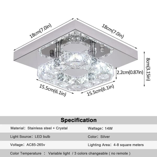 Kristallkrona Taklampa, LED-belysning, Modern Fyrkantig Design, 3mf1, föränderlig