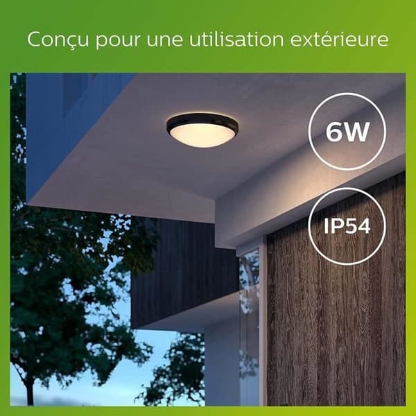 PHILIPS DORIS LED-taklampa - 6W - 2700K - IP54 - Svart