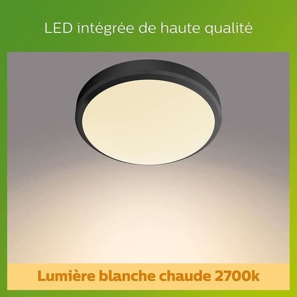PHILIPS DORIS LED-taklampa - 6W - 2700K - IP54 - Svart
