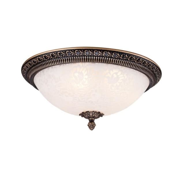 Pascal Flush Bowl Taklampa Antik brons, 3 lampor, E27 Vit