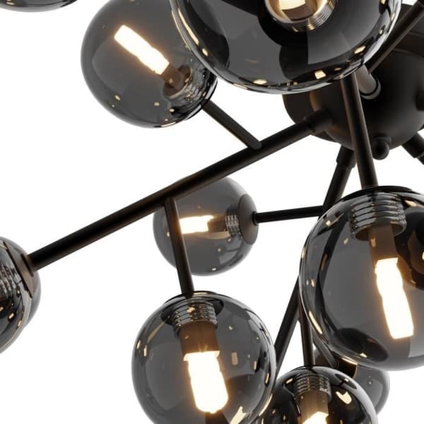 Plafondslampa - Maytoni - Dallas - 20 ljus - Matt svart - Rökig skärm - G9