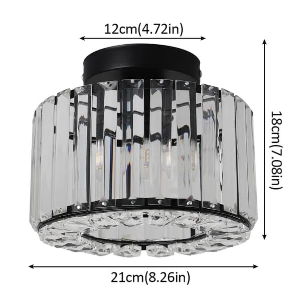 Modern Kristall Taklampa, Rostfritt Stål, Ytmonterad, E27 LED,Modell B - Svart, Inga lampor