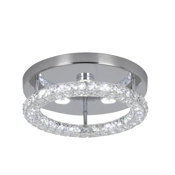 Moderne loftlampe, krystal lysekrone, poleret krom finish, 10-15m² belysningsområde., D dia30cm, Varm Hvid D dia30cm 2