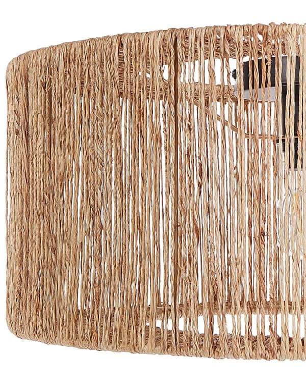 Taklampa Naturlig Juteskärm Svart Järnbas Boho Belysning Hängande Lampa Vardagsrum Sovrum Hall