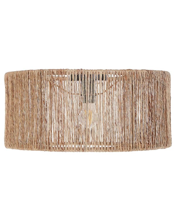 Taklampa Naturlig Juteskärm Svart Järnbas Boho Belysning Hängande Lampa Vardagsrum Sovrum Hall