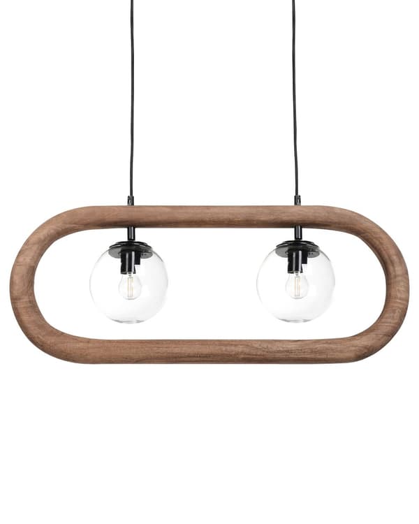 Pendellampa Mörkt Mangoträ Lampskärmar i Glas Taklampa Boho Industriell Stil Heminredning Handgjord Kök