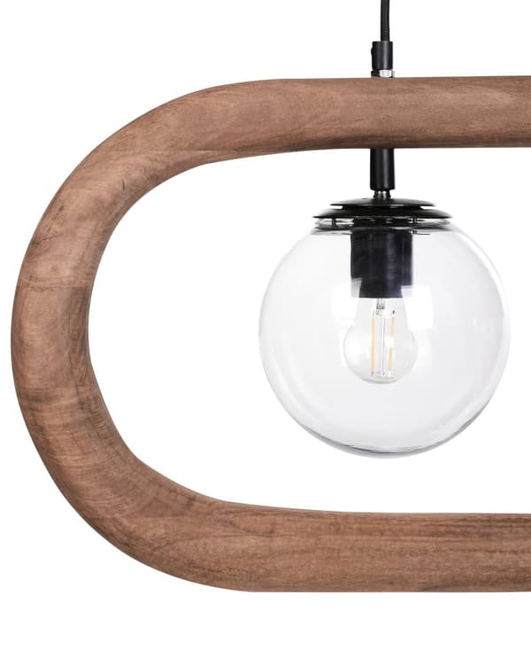 Pendellampa Mörkt Mangoträ Lampskärmar i Glas Taklampa Boho Industriell Stil Heminredning Handgjord Kök