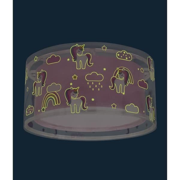 Plafonnier barn Licornes - DALBER - Mönster licornes - L 33 cm - H 17 cm - Rosa