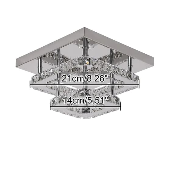 Moderne Krystal Lysekrone, 24W LED, Dæmpbar, 5-10 kvm Belysningsområde,25X25cm, Kold Hvid