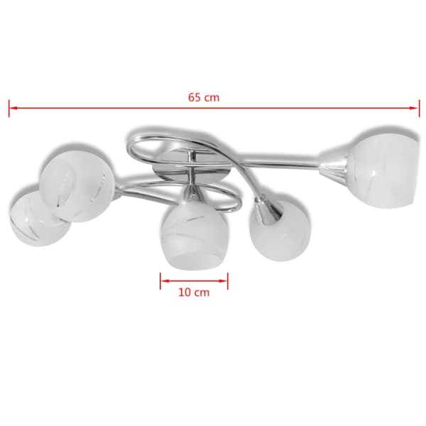 loftslampe m. glasskærme 5 E14 pærer