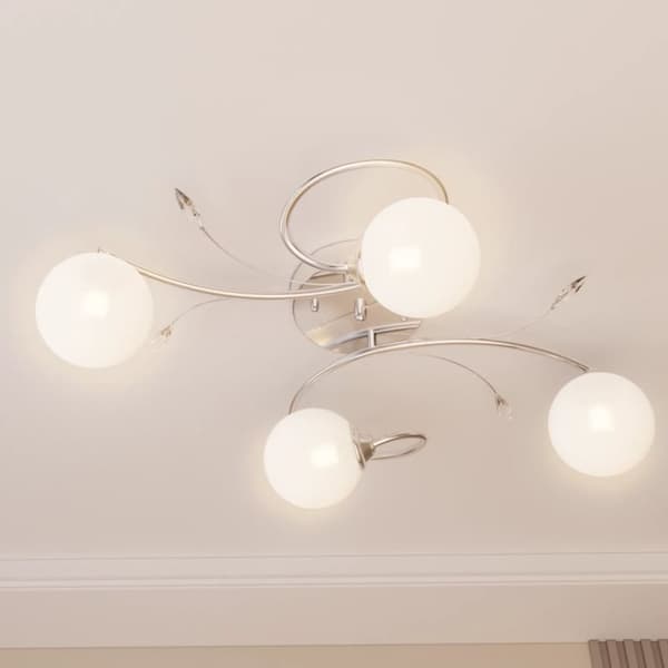 loftlampe med runde glasskærme til 4 G9 LED-pærer
