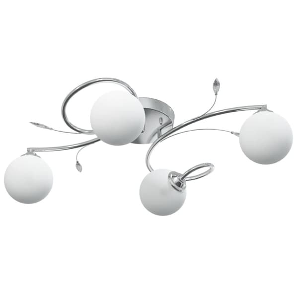 loftlampe med runde glasskærme til 4 G9 LED-pærer