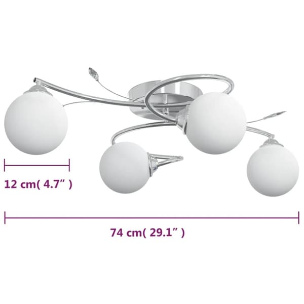 loftlampe med runde glasskærme til 4 G9 LED-pærer