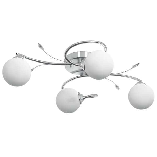 loftlampe med runde glasskærme til 4 G9 LED-pærer