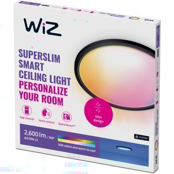 WiZ SuperSlim Taklampe 22W RGB Sort