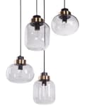 Miniatyrbild 5 av 10: Taklampa Grå Transparent Glasskärm Svart Järn 4 Ljus Modern Design Heminredning Vardagsrum