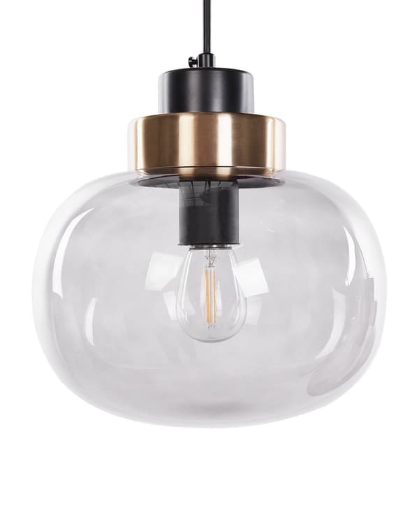 Taklampa Grå Transparent Glasskärm Svart Järn 4 Ljus Modern Design Heminredning Vardagsrum