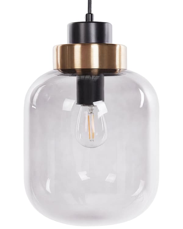 Taklampa Grå Transparent Glasskärm Svart Järn 4 Ljus Modern Design Heminredning Vardagsrum