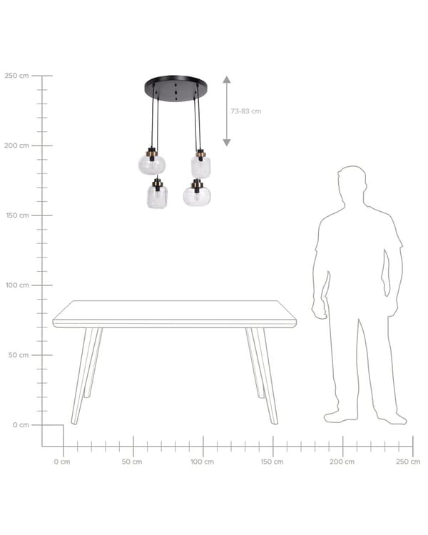 Taklampa Grå Transparent Glasskärm Svart Järn 4 Ljus Modern Design Heminredning Vardagsrum
