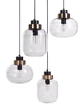 Miniatyrbild 1 av 10: Taklampa Grå Transparent Glasskärm Svart Järn 4 Ljus Modern Design Heminredning Vardagsrum