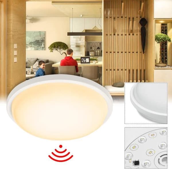 LARS360 15W rund LED-taklampa med rörelsesensor Lämplig för korridorer, trapphus etc, varmvit