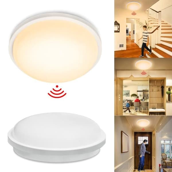 LARS360 15W rund LED-taklampa med rörelsesensor Lämplig för korridorer, trapphus etc, varmvit