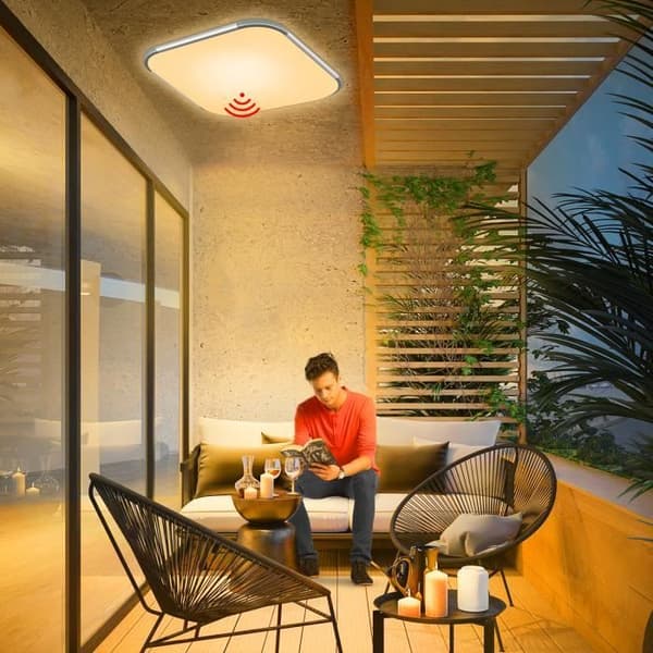 LED Taklampa - LARS360 - Modern Modell - 24W - Rörelsedetektor - Varm Vit